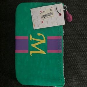 Kipling Green and Purple Pouch